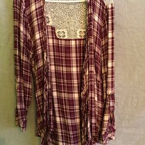 Vanity - Plaid cardigan with crochet embellishment